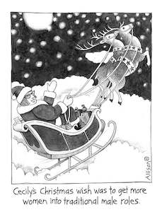 cartoon: Cecily Teatowel Traditional Male Roles