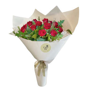 Valentines Day: Dozen Roses Wrapped Bouquet (URGENT COURIER ONLY)
