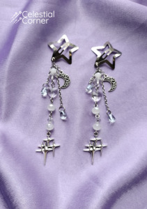 Hair Accessories: White Sparkle Star Hairclips