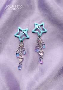 Hair Accessories: Iridescent Blue Dewdrop Hairclips