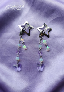 Hair Accessories: Purple Opalite Butterfly Hairclips