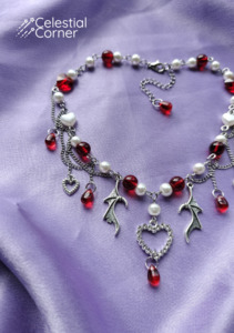 Red Winged Heart Necklace