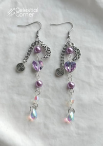 New Alternative Fashion And Accessories: Iridescent Purple Moon Earrings