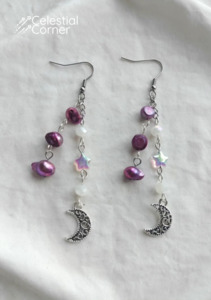 New Alternative Fashion And Accessories: Purple Pearl Starry Night Earrings