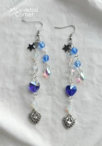 New Alternative Fashion And Accessories: Blue Iridescent Heart Earrings