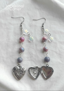 Purple Star Locket Earrings
