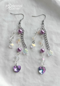 New Alternative Fashion And Accessories: Cluttered Purple Iridescent Earrings