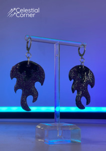 Viper Fangs Art: NEW Purple Glitter Flame Earrings