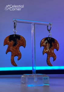 Viper Fangs Art: NEW Orange Glitter Flame Earrings