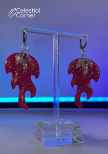 Viper Fangs Art: NEW Pink Glitter Flame Earrings