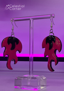 Viper Fangs Art: NEW Pink Flame Earrings