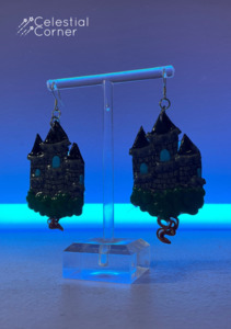 Viper Fangs Art: Haunted Fairy Castle Earrings