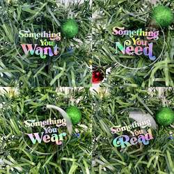 Holidays: Want, Need, Wear, Read Acrylic Tags