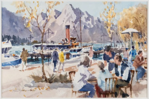 Art On The Secondary Market: Paul Hanrahan-Queenstown Bay with the Earnslaw and Walter Peak.