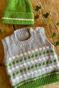 Babies 4 Ply: Cypress Vest & Beanie 8ply | Lisa F Design BC118