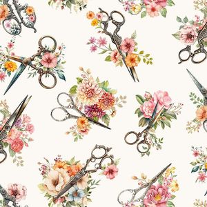 Multi: Happy Place | Floral Scissors | Cream CD3875