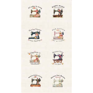 Multi: Happy Place | Sewing Machine 60cm Panel | Cream CD3873