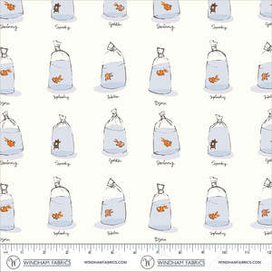 Heather Ross Favourites | Goldfishes in Bags | White 55212D-2