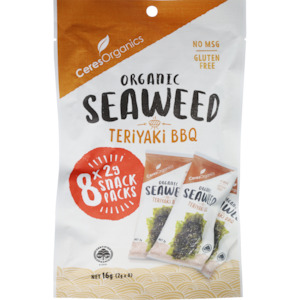 Snacks Savoury Snacks Seaweed: Organic Roasted Seaweed Multipack, Teriyaki BBQ Snack - 8 x 2 g