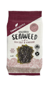 Snacks Savoury Snacks Seaweed: Organic Roasted Seaweed, Salt & Vinegar Nori Snack - 5g