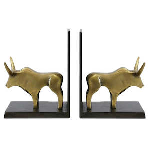 Cc Interiors: Bull Bookends in Brass Finish