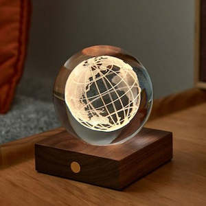 Gifts To Go 1: Walnut World Globe 3D Laser engraved Light
