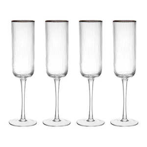 Gold Rimmed Sorrento Champagne Flutes | Set of 4