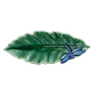 Bordallo Pinheiro Chestnut Leaf with Dragonfly | Countryside Leaves