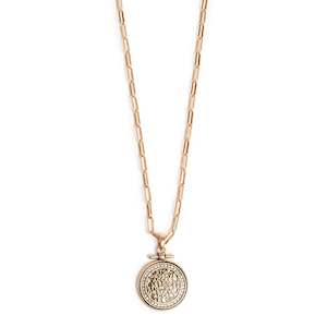 Pendants Necklaces: Coins of relief pendant with long chain | Gold | A & C