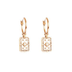 Astro Earrings with charm | Gold | A & C