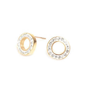 Earrings with crystal stones | Gold | A & C