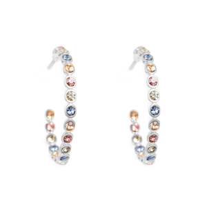 Vibrance Multi-Colour 20mm Creol Earring | Silver | A & C