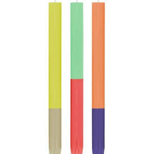 Colourful Taper Candle | Set of 3| Remember