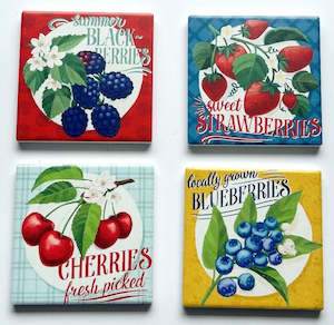 Gifts To Go 1: Vintage Berries Coasters | Set of 4