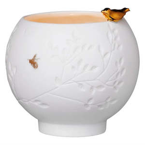 For Her: Gold Bird Tealight | Porcelain
