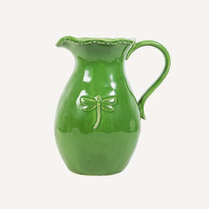 Glasses Jugs Decanters: Green Dragonfly Stoneware Jug Small
