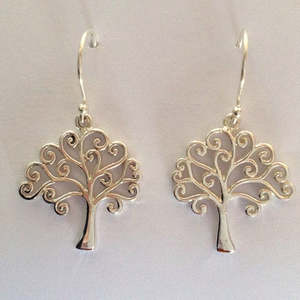 Silver NZ Koru Tree Earrings