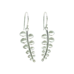 Earrings: Silver NZ Button Fern Hook Earrings