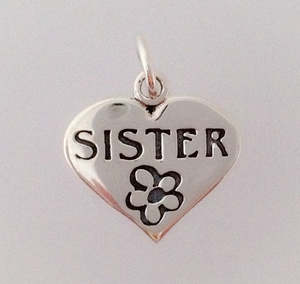 Pendants Necklaces: Silver Sister Heart Necklace