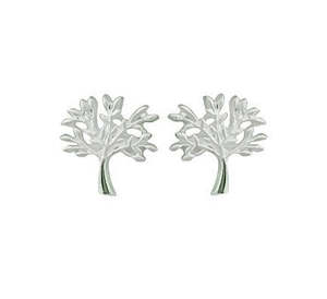 Silver Stud Earrings | Suspended tree