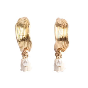 Earrings: Lillies & Pearls Gold Creol Earrings | A&C