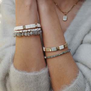 Lifestyle: Enamel Tile Bracelet - Slated Linen | A&C