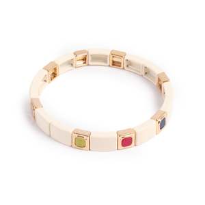 Lifestyle: Bracelet - Enamel Tile Multistone Gold | A&C