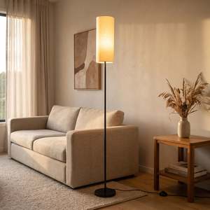 Floor Lamps: Chandelle Linen Column Floor Lamp