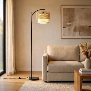 Floor Lamps: Rousseau Rattan Weave Floor Lamp