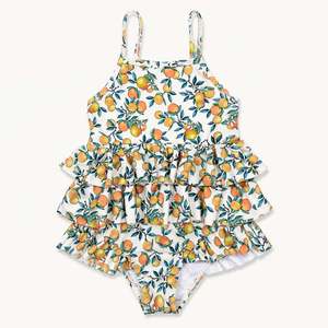 Ruffle Swimsuit Orange Print