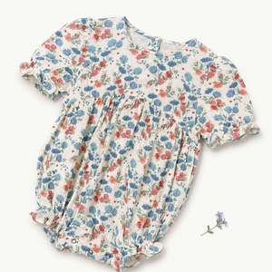 Girls Clothing: "Mila" Muslin Romper in Blues Print