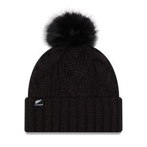 All Blacks New Era Black Knitted Faux Fur Pom Pom Beanie