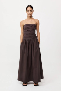 Dress: St. Agni Gathered Strapless Tie Back Dress - Chocolate Plum