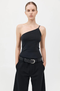 St.Agni Organic Cotton One Shoulder Tank - Black